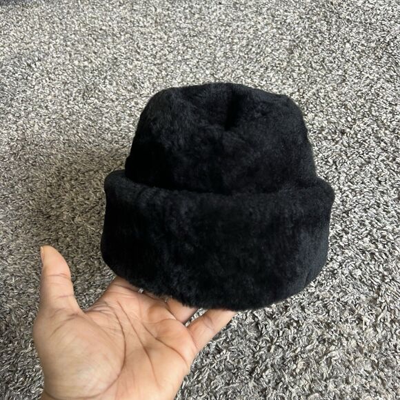Vintage Stetson Black Genuine Mouton Fur Hat Adult Size Medium M Union Made - Picture 10 of 11